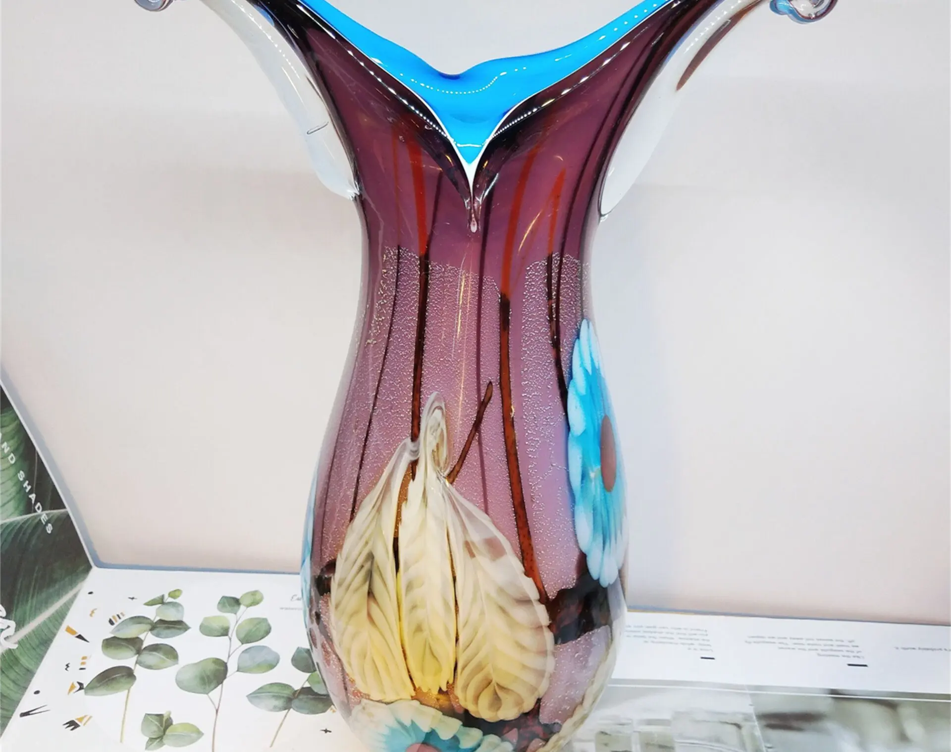 मोरोकोको बहु रंग कलात्मक कार्य फूल की बोतल मुरूनो रंगीन वेस ग्लास पुनर्नवीनीकरण सिलेंडर स्पष्ट vases