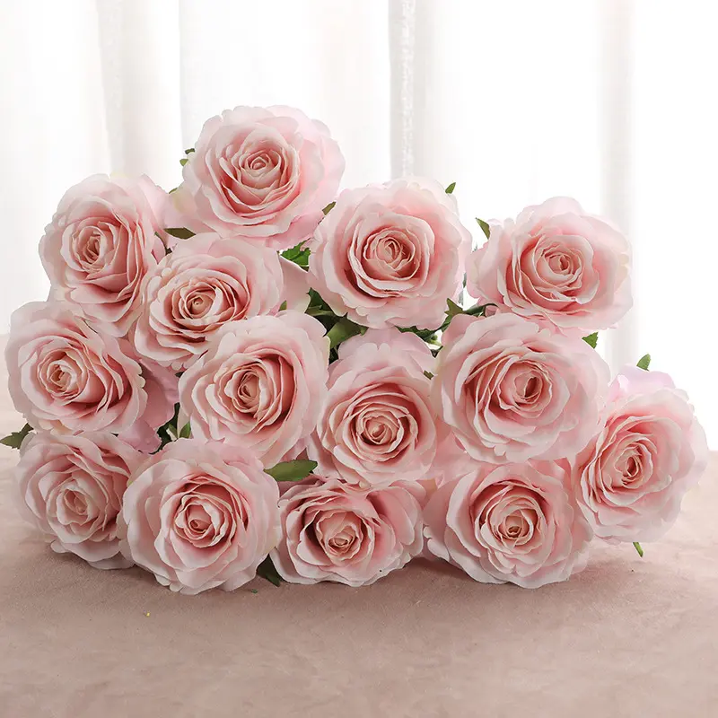 Buquê de rosas artificiais único, presente do dia dos namorados, rosa artificial de ramos único, decoração de casamento, flores de rosa artificiais