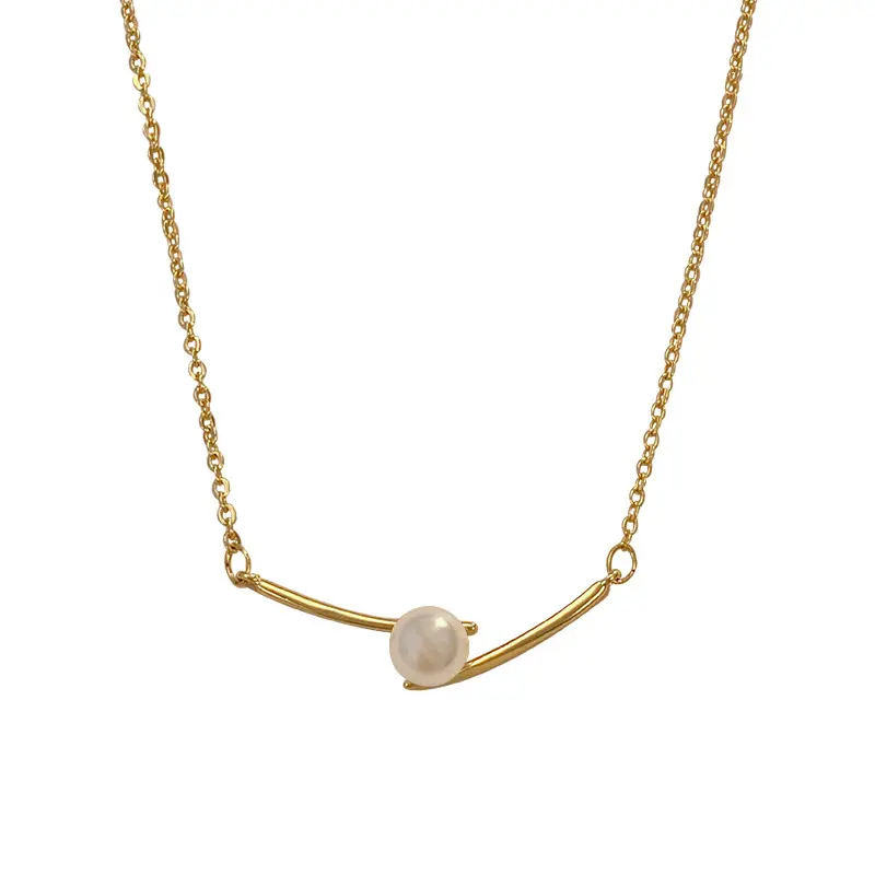 LIAN SHANGYI Hochwertige Mode Einzigartige Nische Advanced Design Sense Pearl Cross Titan Stahl Halskette für Frauen