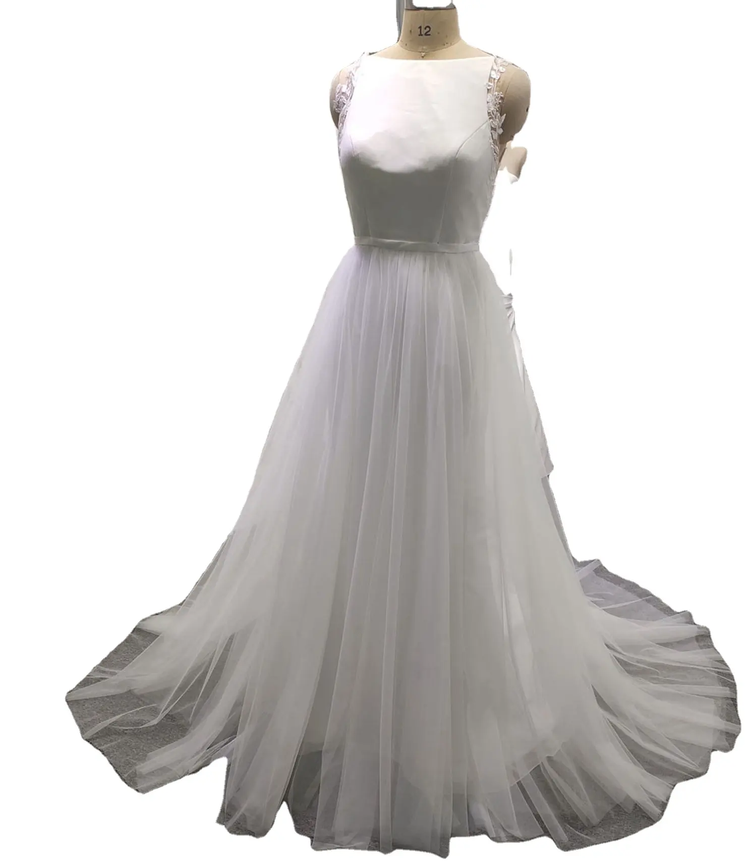 Può essere su misura abito da sposa moderno in tulle con gonna a giro splendido bianco avorio