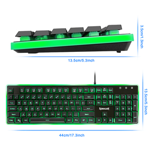 Teclado mecánico con cable RGB para juegos de ordenador, diseño ergonómico colorido, teclas multimedia