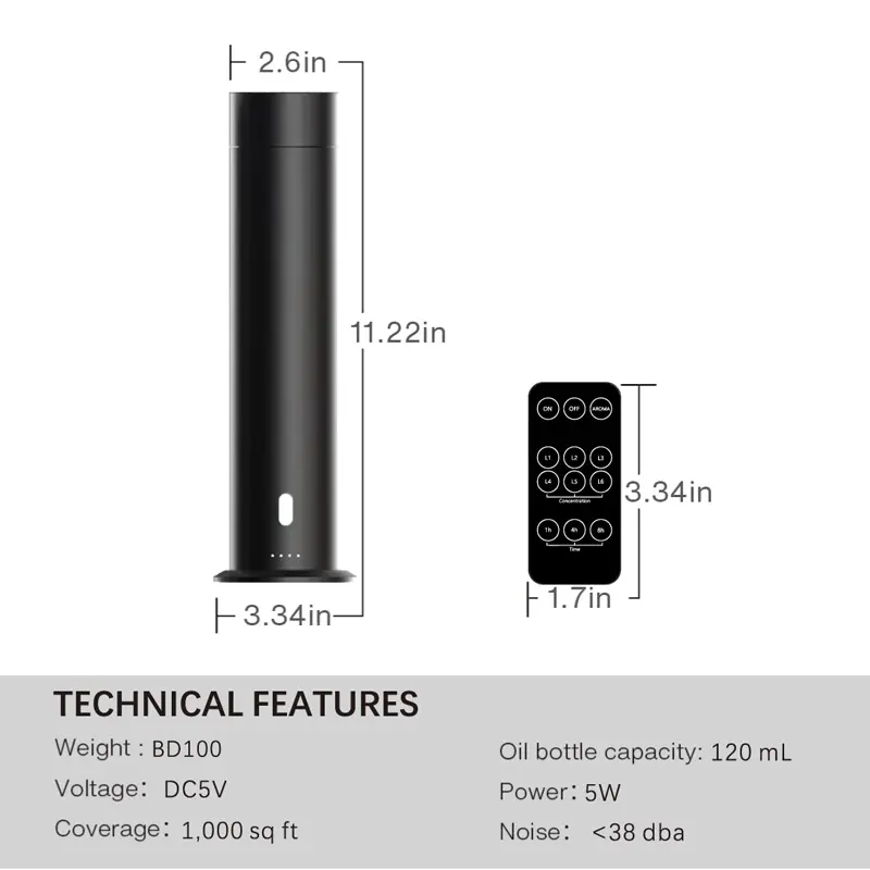 Private label aroma nebulizzatore intelligente in alluminio & rotondo in argento 2024 in alluminio torre wireless diffusore di profumo hotel con telecomando