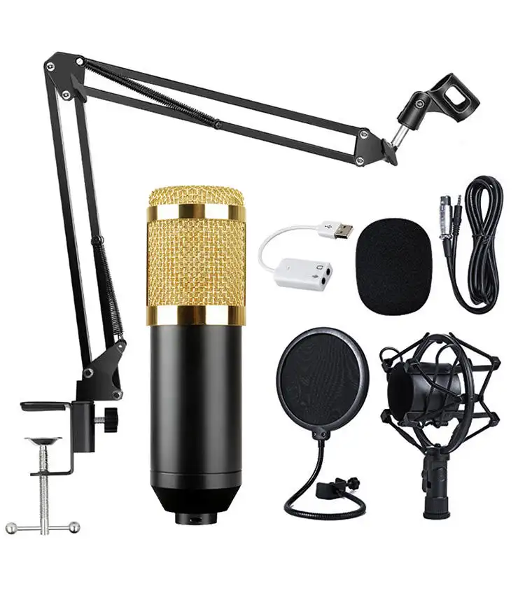 BM 800 kit mikrofon Studio, dengan kartu suara kondensor BM800 mikrofon profesional untuk perekaman komputer TikTok