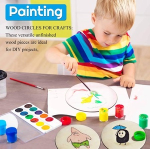 Bitmemiş Kidsren boyama süslemeleri-yuvarlak ahşap disk ahşap cips çevre dostu DIY sopa standı tutucu ev sanat