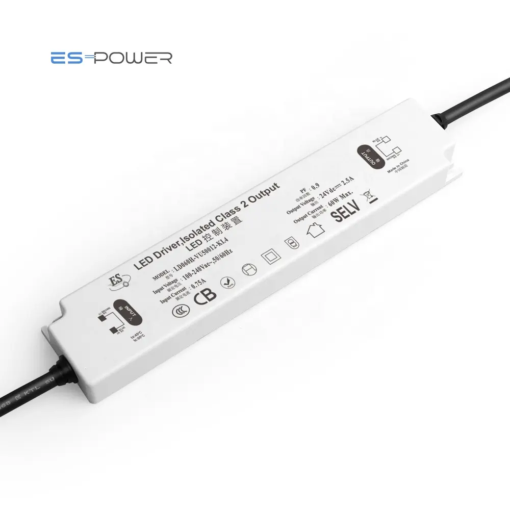 PSE-Zertifikat LED-Netzteil Schlankes elektronisches Kunststoff gehäuse mit konstanter Spannung Ultra dünner 40W 60W 12V 24V 2,5A 5A LED-Treiber