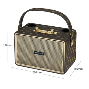 Boomsbass Wireless Wooden Bluetooth Party Speaker with FM <strong>Function</strong>, Dual Mics, Deep Bass Sound <strong>System</strong>, Karaoke Audio Box - Product Image 5