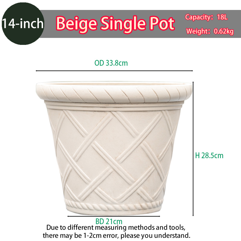Pot simple beige de 14 pouces