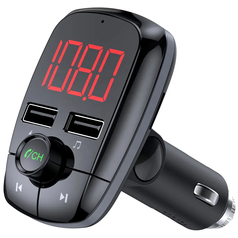 AGETUNR-Kit de coche T50 con Bluetooth 5,0, disco U/tarjeta, Cargador USB Dual, transmisor FM manos libres, reproductor de Audio MP3, luz roja