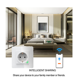 Interruptores y tomas DE corriente inteligentes, enchufe con Wifi, Monitor DE potencia, Google Smart Life, Alexa, Panel DE cristal con Control DE voz, EU, FR, Tuya - Product Image 3