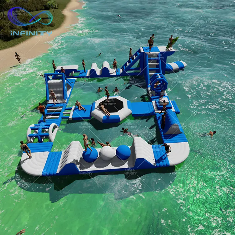 Trampolín inflable para Parque Acuático para adultos, flotante equipo de agua de mar comercial, Parque Acuático inflable enorme