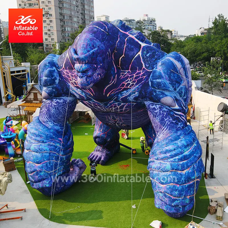 Gorille de mascotte gonflable publicitaire géant personnalisé de 12m de haut avec souffleur d'air/gonflables de mascotte de gorille géant Kingkong