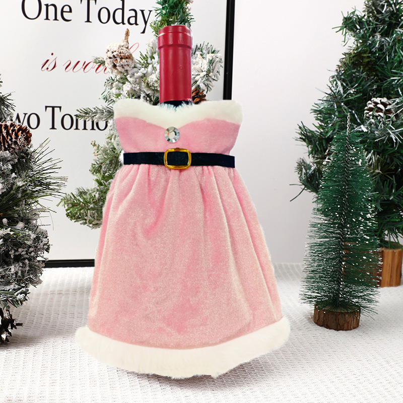 Housse de bouteille de vin en velours rose style sans bretelles