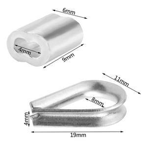 Alüminyum sıkma kollu ve yüksükler ile 1/16 inç paslanmaz çelik tel halat kablo - Product Image 1