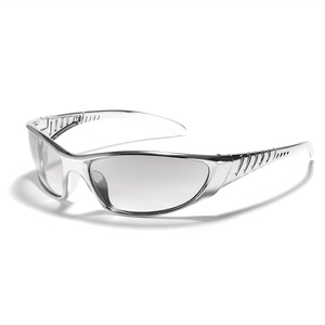 ホットサイバーパンク未来的なシルバー眼鏡ファッションy2kサングラスサングラス女性用男性uv400 gafas de solカスタムシェード