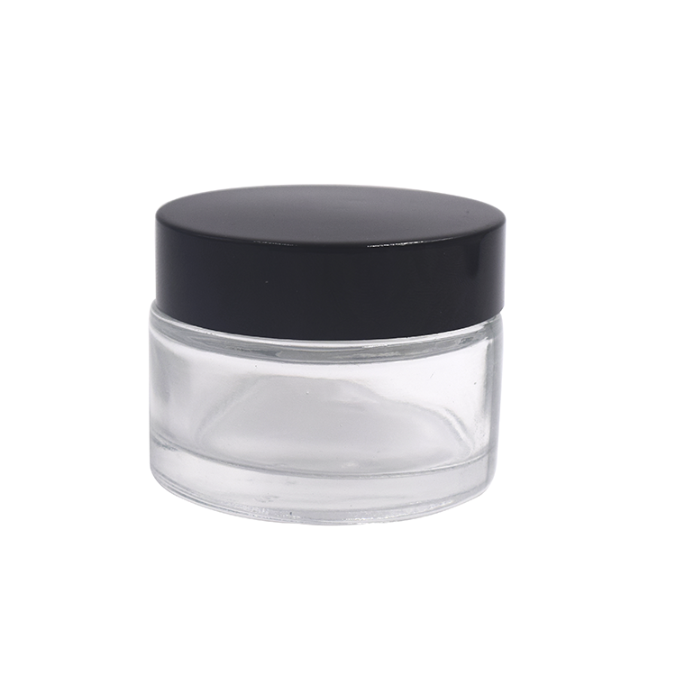 Tarro transparente con tapa negra