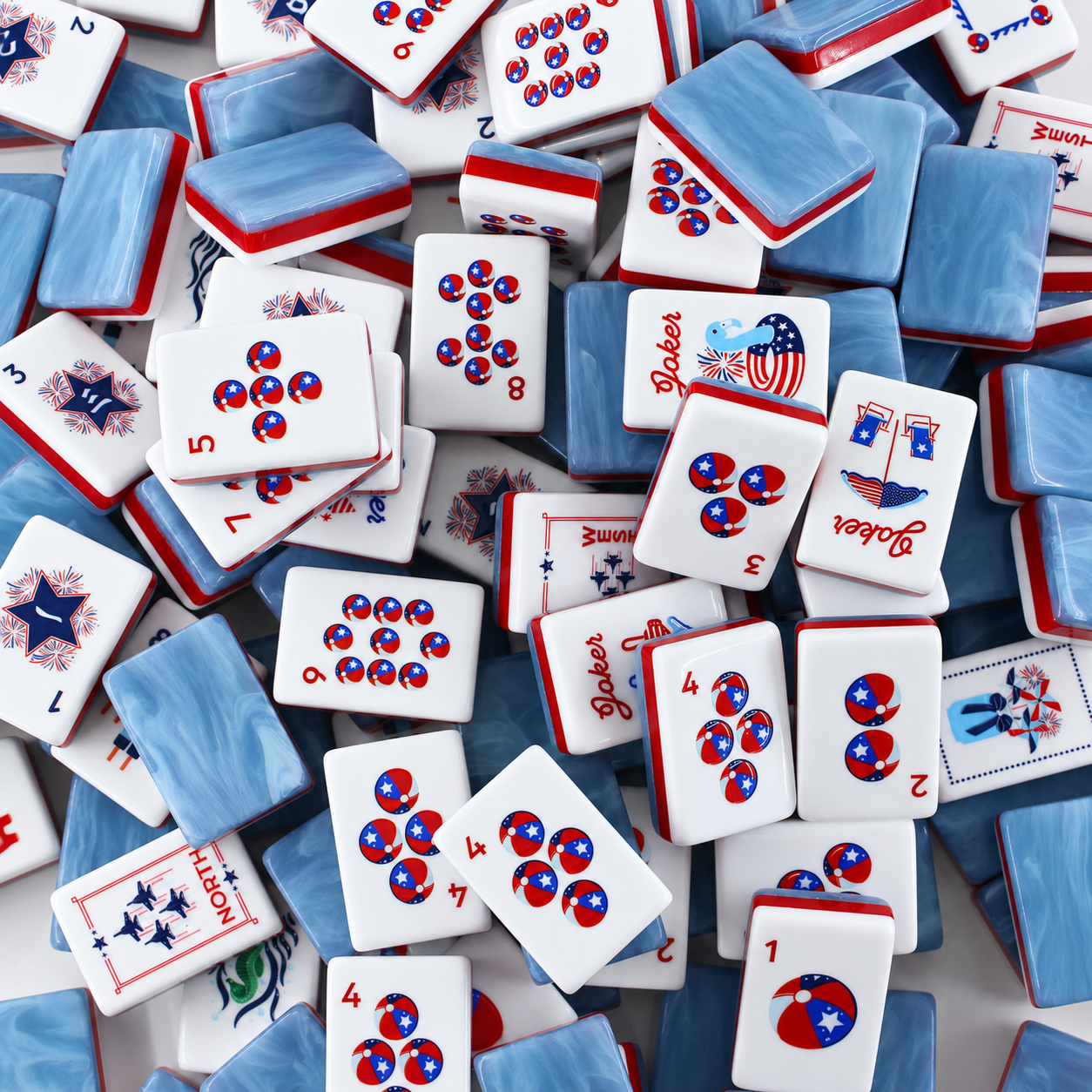 Fichas de Mahjong Azules del Día de la Independencia
