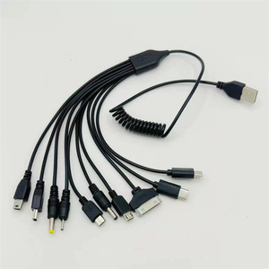 Cargador de Cable Universal Multi Pin Cable Adaptador USB Cable 10 en 1 Multifunción Retráctil Resorte Strech Return Cable USB