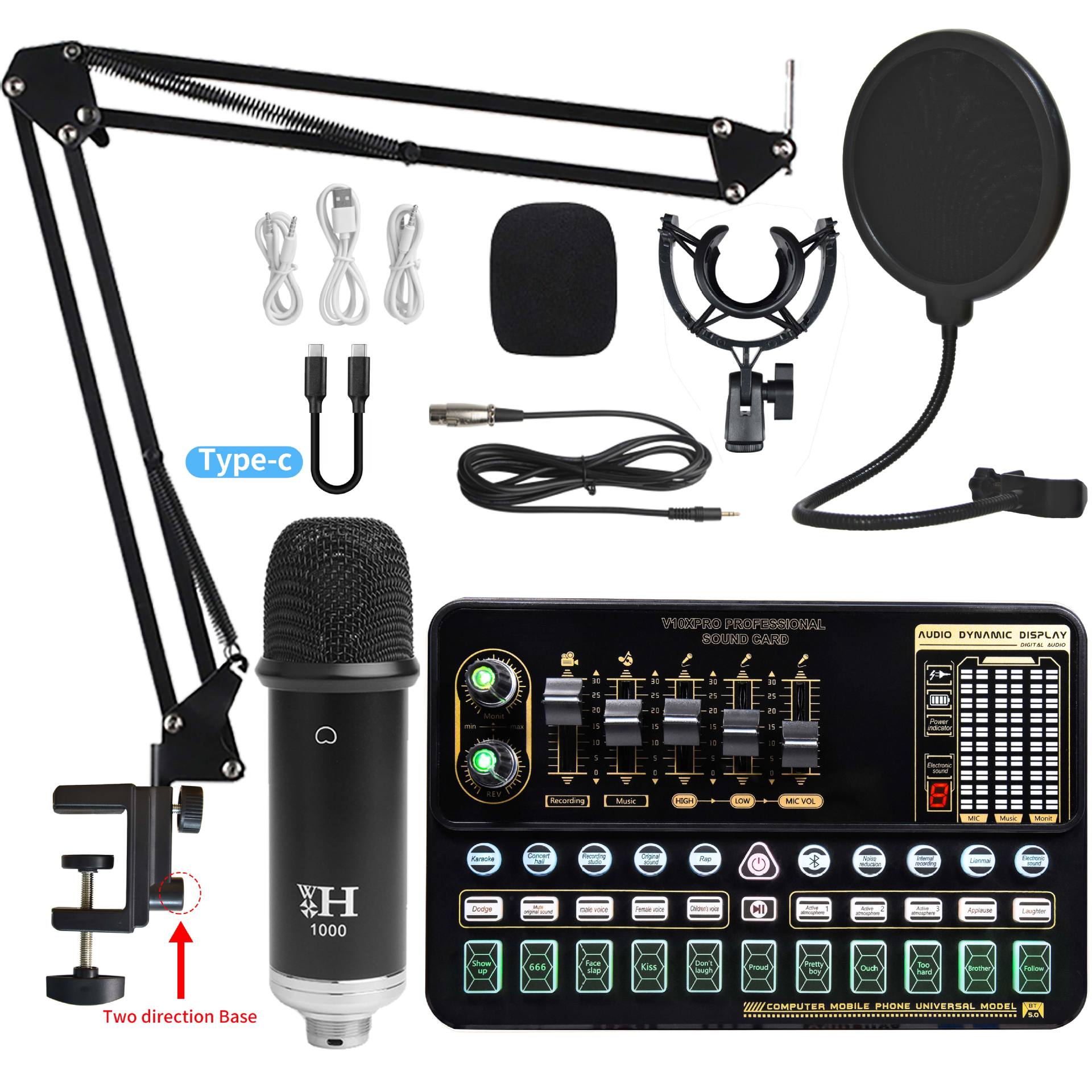 Black-Black WXH1000+V10xPro sound card set