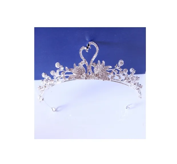 Vestido de noiva de princesa de cisne pérola branco com strass coroa de cristal tiara de liga de cristal para mulheres