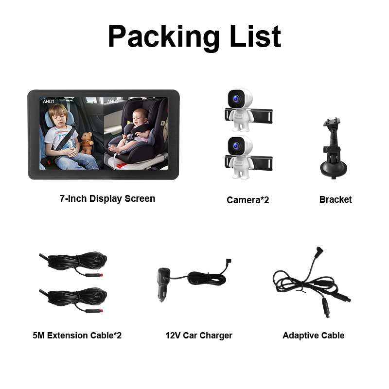 7Inch Car Baby Monitor with 2 Cameras