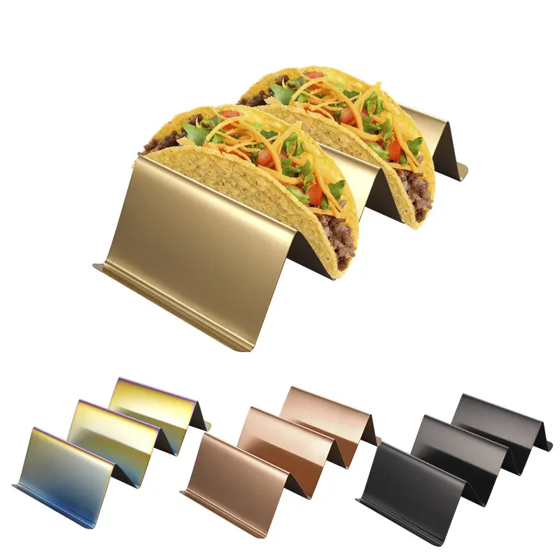 Passoire en acier Coloré Porte-Tacos Stands Taco Tray Plates Holds Up Tortilla stand en forme de vague 3-grid tortilla stand taco hold