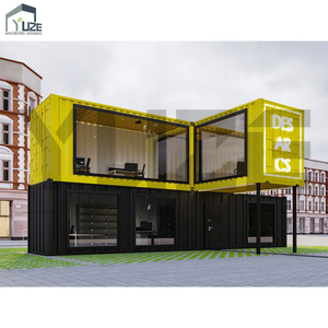 Contenedor amarillo negro de dos pisos, espacio de oficina con fachada de vidrio, aire acondicionado y estructura modular - Product Image 1