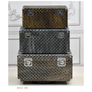 Rectangular Wood <strong>Trunk</strong> Storage Boxes Set Large Lock for Home Decorative Sundries Storage Chest - Product Image 3