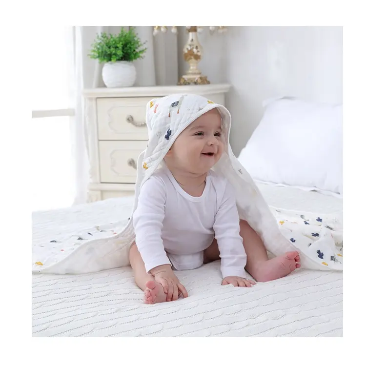 Coton doux animaux imprimer enfant textile literie bambou mousseline swaddle couvertures wrap pour bébé