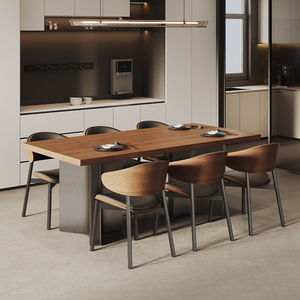 Sang trọng thanh lịch hiện đại bàn ăn thiết lập Thêm lớn vòng bằng đá cẩm thạch gỗ với 6 ghế Da Thiết kế hiện đại cho khách sạn - Product Image 5