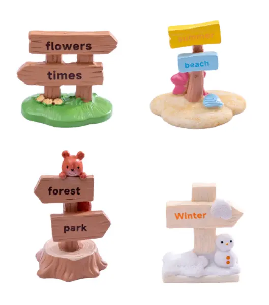 3D Mini Dollhouse cây guidepost nhựa hoa xương rồng rừng mùa đông Snowman bãi biển mùa hè cát dấu hiệu đồ trang trí cổ tích vườn đồ chơi