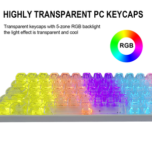 Panel de Metal Personalizado 61 Teclas 65% Teclas Transparentes Teclado Mecánico con Cable N-key Rollover Gaming Teclado Mecánico - Product Image 2