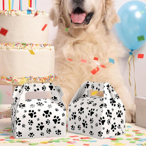 B639 Bán Buôn Trắng Đen <span class=keywords><strong>Paw</strong></span> In Hộp <span class=keywords><strong>Gable</strong></span> Dog Party Ủng Hộ Nghệ Thuật Giấy Điều Trị Trường Hợp Con Chó Con Theo Chủ Đề Nguồn Cung Cấp Bên Hộp In Ấn - Product Image 2