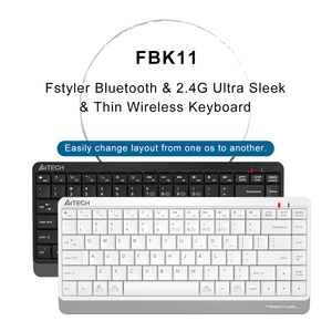 <strong>A4Tech</strong> Fstyler FBK11 for Bluetooth <strong>Wireless</strong> 87-Key TKL Compact QuietKey <strong>Keyboard</strong> Rechargeable Keycaps Membrane New PC Type-C