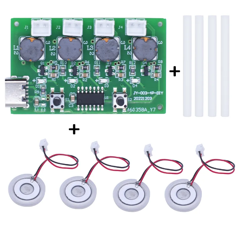 เครื่องสร้างความชื้นขนาดเล็กแบบ DC5V ชุด DIY เครื่องทำหมอกและแผงวงจรไดรเวอร์4เครื่องทำละอองฟิล์มเครื่องพ่นละอองฝอย