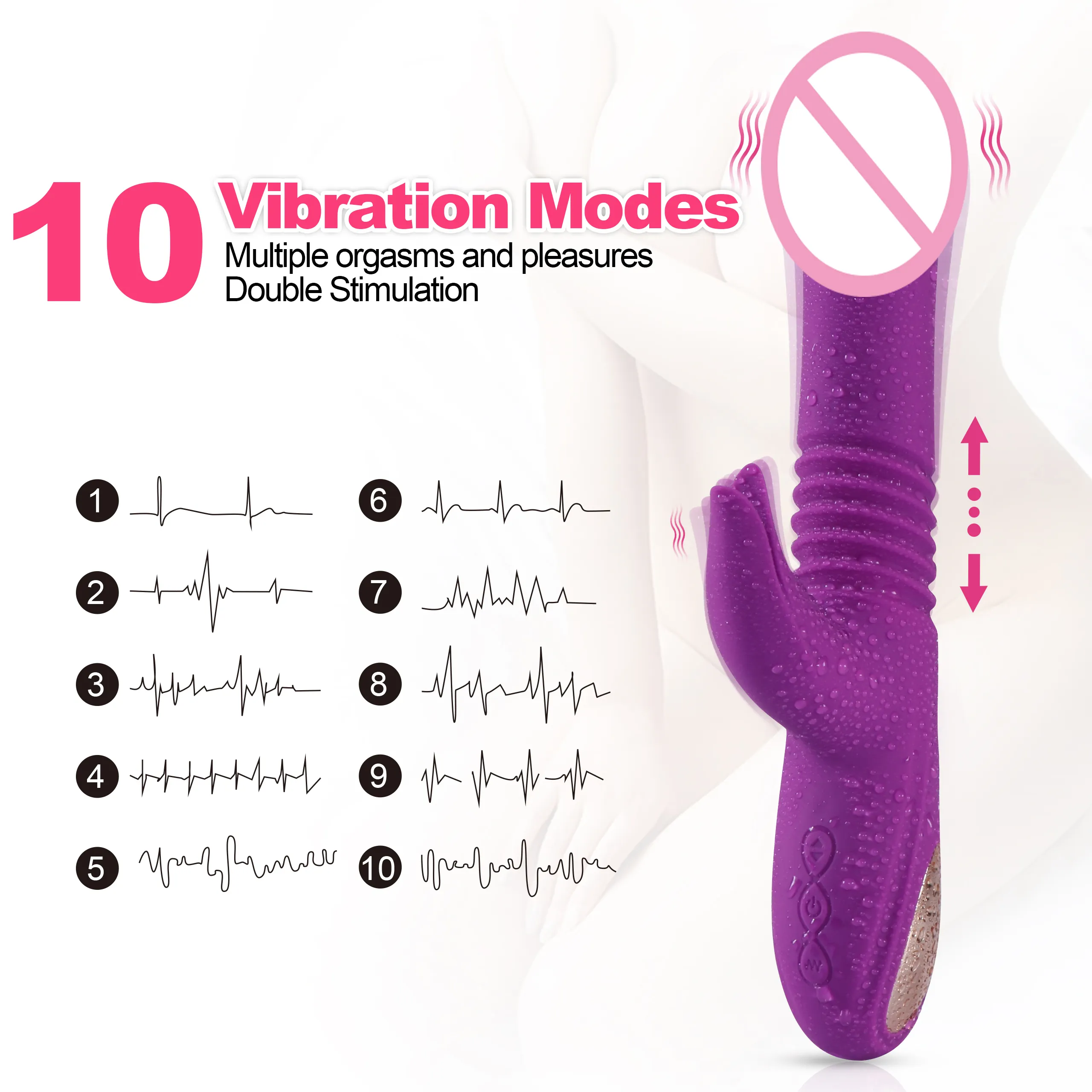 Wiederauf ladbare Schub G-Punkt Av Zauberstab Vibrator Sexuell vibrierend Sexspielzeug für Erwachsene Auf und Ab Kaninchen Vibrator Frauen Paar