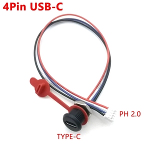 5针usb-c连接器，带CC针数据螺母卡扣板4针，带电线3A防水USB类型C至ph2.0快速充电母插孔 - Product Image 3