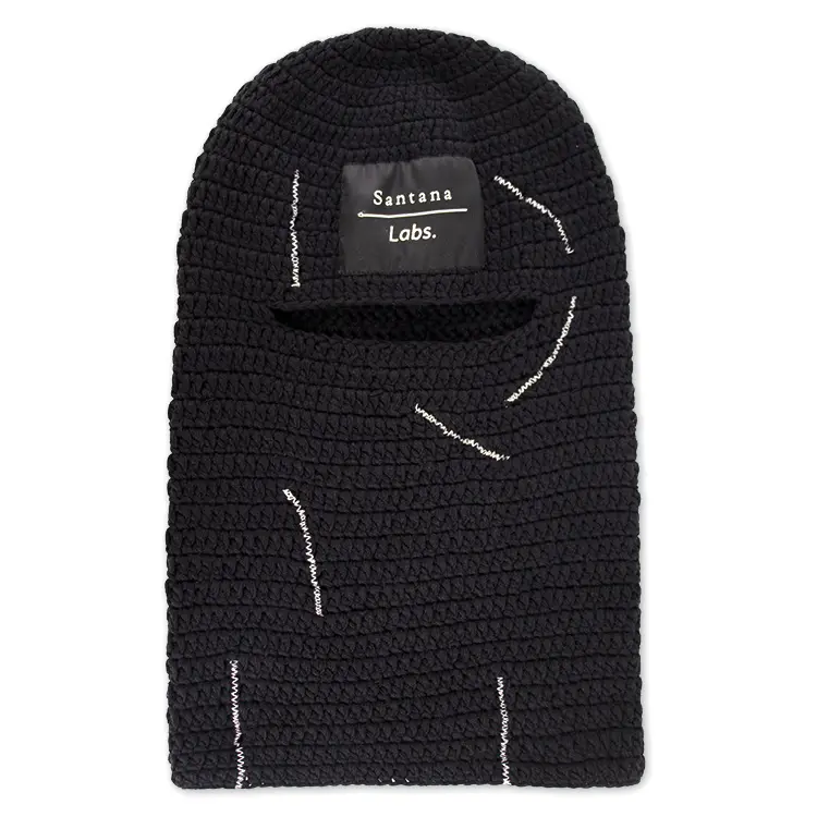 Sport Unisex Motorfiets Fietsen Paardrijden Winddicht Zwarte Gebreide Gezichtsmasker Custom Jacquard Logo 1 Een Gat Balaclava Ski Mask