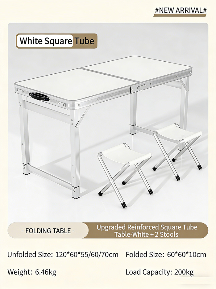 Pieds de table carrés blancs - 2 tabourets pliables