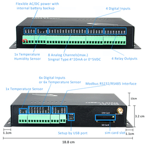 <strong>Modbus</strong> <strong>TCP</strong> Network GSM Temperature Monitoring Temperature and <strong>Humidity</strong> Multichannel Data Logger Wireless <strong>Sensor</strong> - Product Image 2