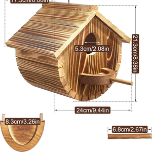 Yeni ürün doğal ahşap kuş evi tek delik çevre dostu Pet House Hung sağlam evcil hayvan kafesi sağlam - Product Image 2