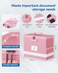 Caja organizadora de archivos de PP ignífuga portátil con tapas y cerradura, Asa organizadora de carpetas de PP A4 para organizar documentos importantes - Product Image 6