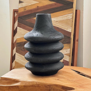 וובי סאבי עץ מוגז מוצק <span class=keywords><strong>vase</strong></span> שחור עבור משרד סלון בית מלון עיצוב בית קישוט אגרטל פרחים
