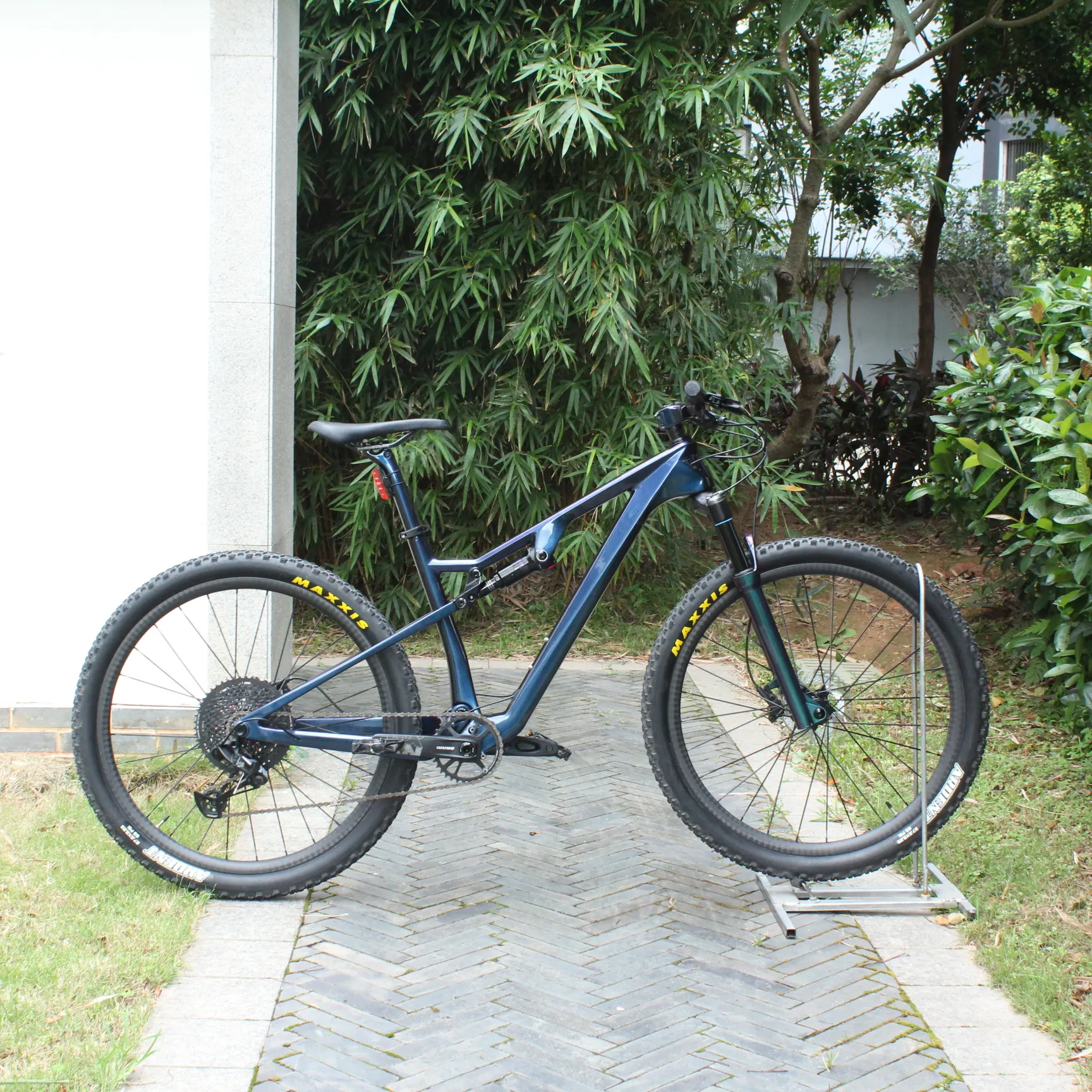 Горный велосипед с полной подвеской, горный велосипед с 12 скоростями, карбоновая рама, со встроенным рулем