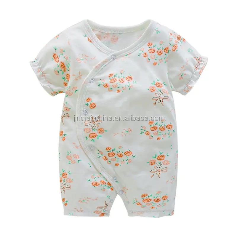 Productos de ropa de bebé de punto 100% algodón mamelucos de bebé al por mayor cosas baratas para vender recién nacido servicio OEM corto Unisex Floral