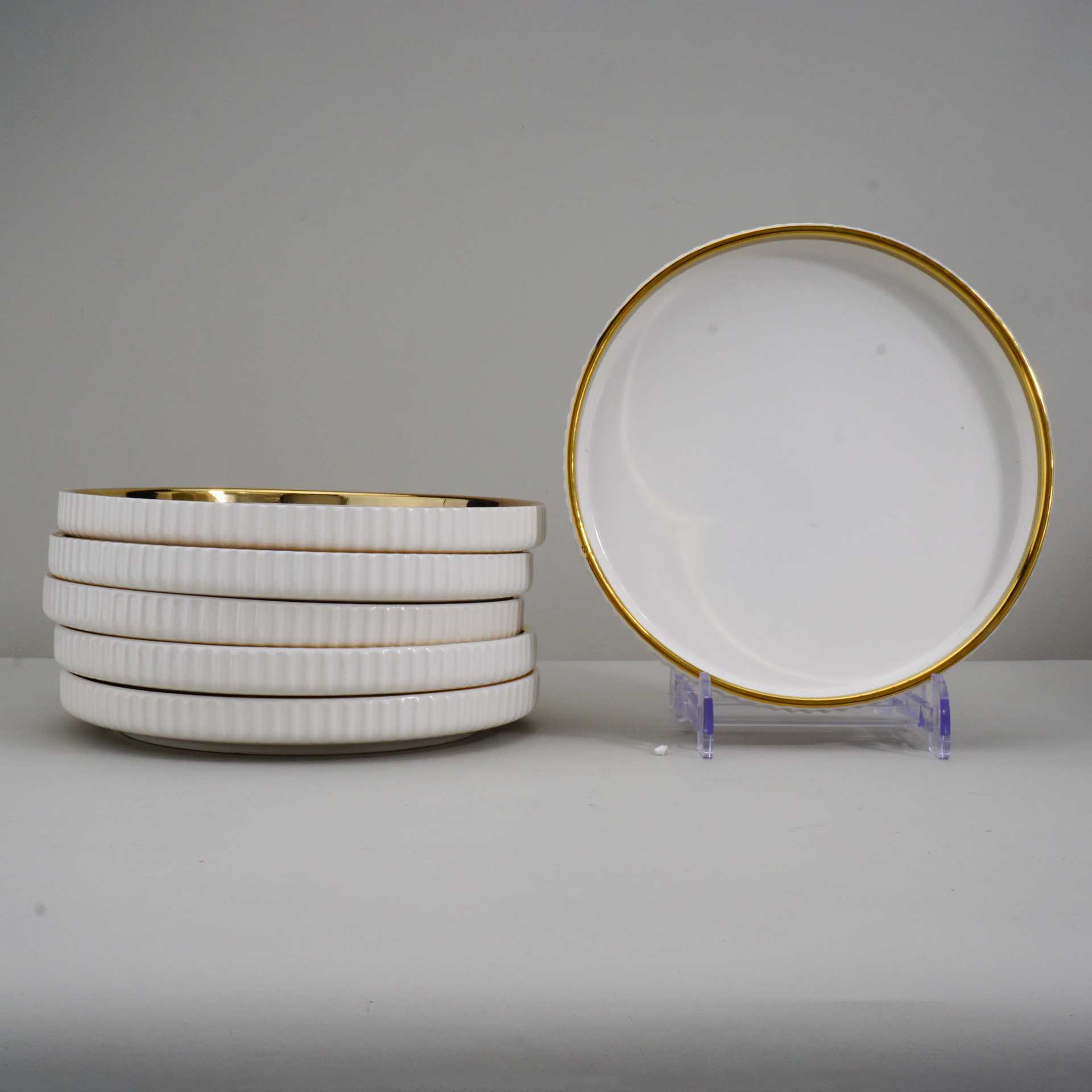 White gold-6pcs 8inch plate