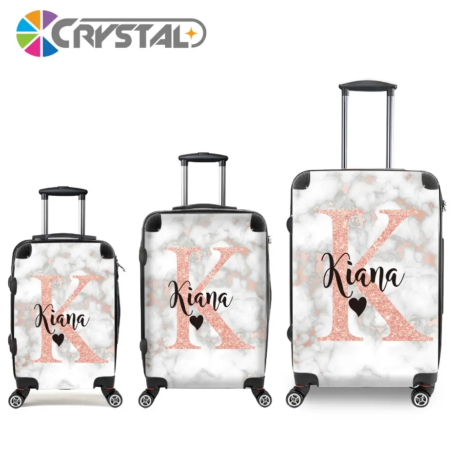 In Stock Transparent Clear Luggage Customize Your Initials and Brands Travel Luggage Wholesale Logo Print Personalized Luggage