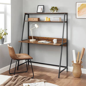 Wooden Writing <strong>Desk</strong> with 3 Shelves <strong>Computer</strong> <strong>Desk</strong> Tier Ladder Home Office <strong>Desk</strong> with Storage Sturdy Bookshelf Modern <strong>Simple</strong> Style - Product Image 3