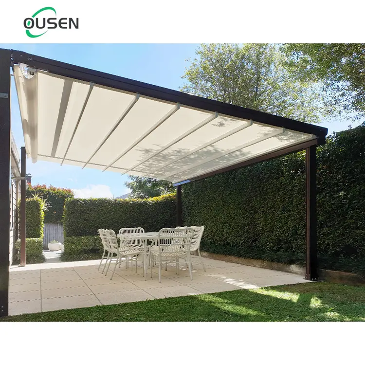 Toldo retrátil para exterior 12x14, pergola, conjunto bioclimático de alumínio, persiana para jardim, parte para restaurante 5x4