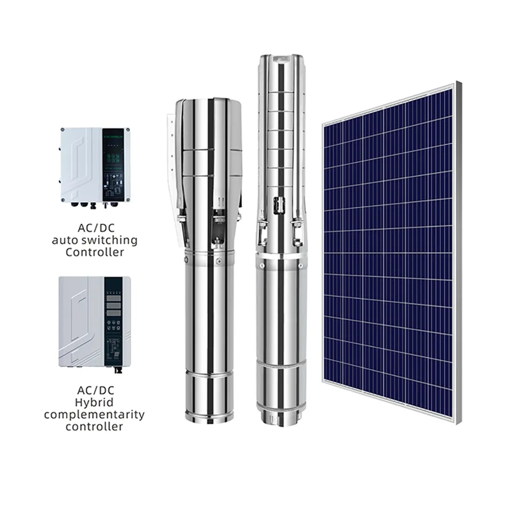 Bomba de água submersível painel solar, 4 polegadas ac/dc, doméstico, submersível