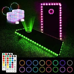 ไฟ LED Cornhole ที่อัปเกรดแล้ว,ไฟเปลี่ยนสีได้18สี7แบบไดนามิกเอฟเฟ็กต์2ชุดขอบเขียงและไฟวงแหวนพร้อมรีโมท - Product Image 2